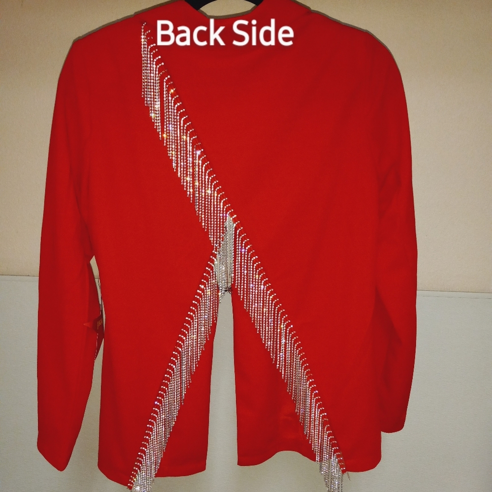 S RED JACKET WITH RHINESTONE STRANDS [MEGA WEAR INC] NEW W/O TAGS